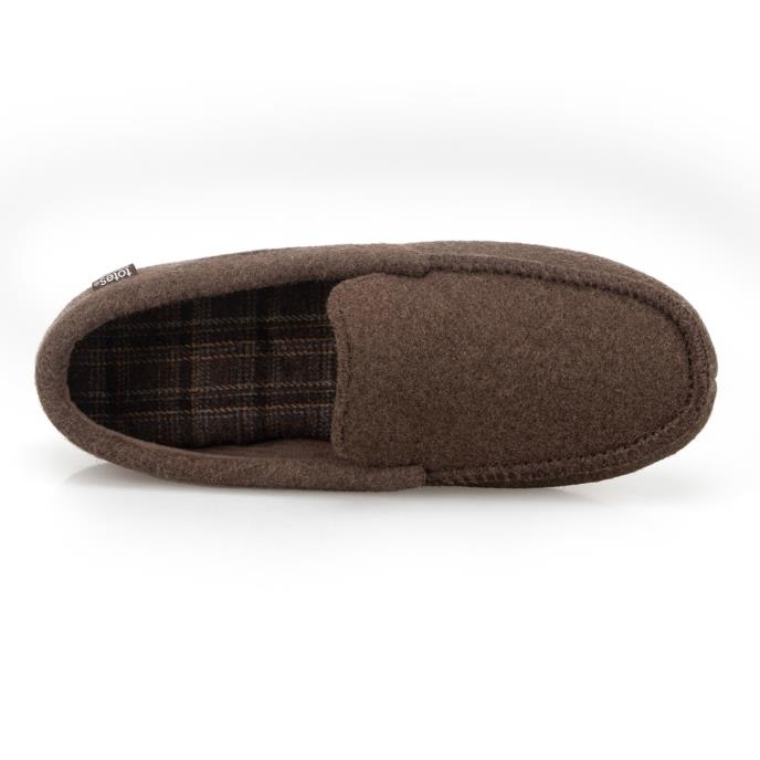 totes toasties® Mens Felt Moccasin Slipper With Check Sock Brown Extra Image 5